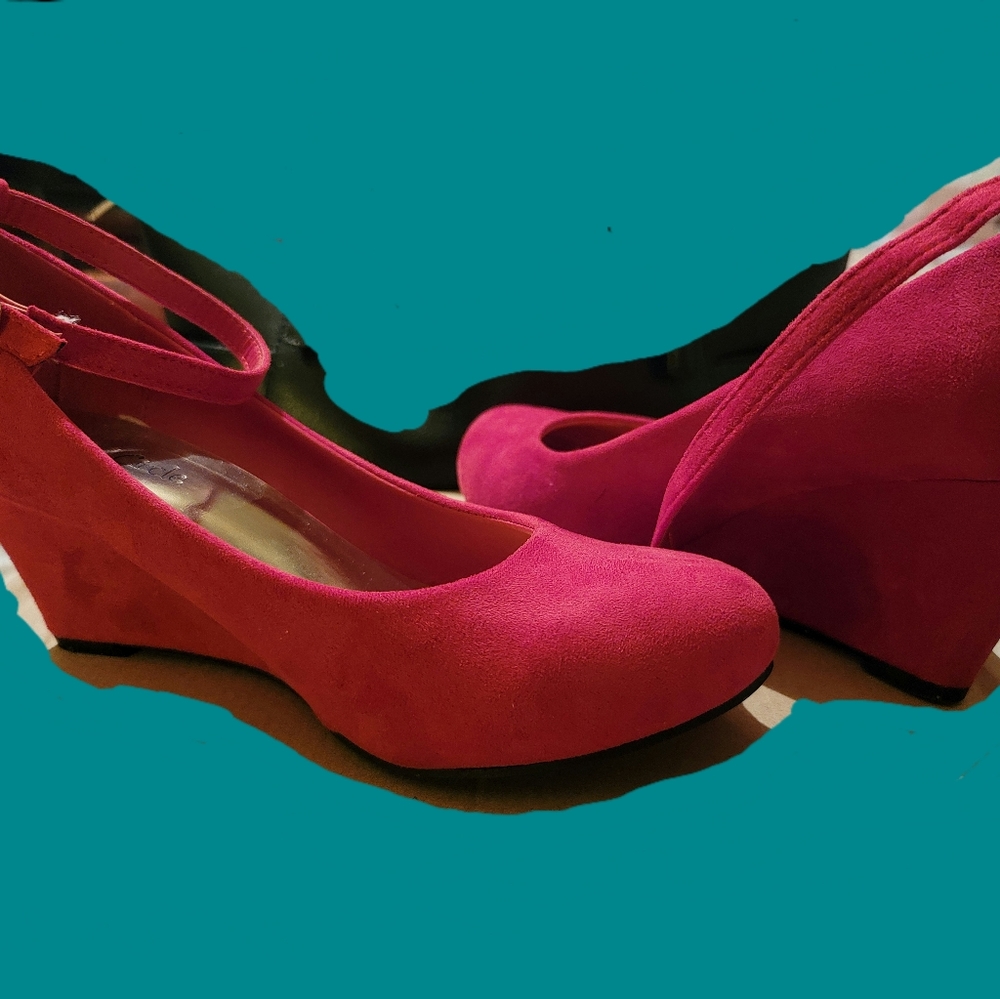 Red Wedges with ankle straps